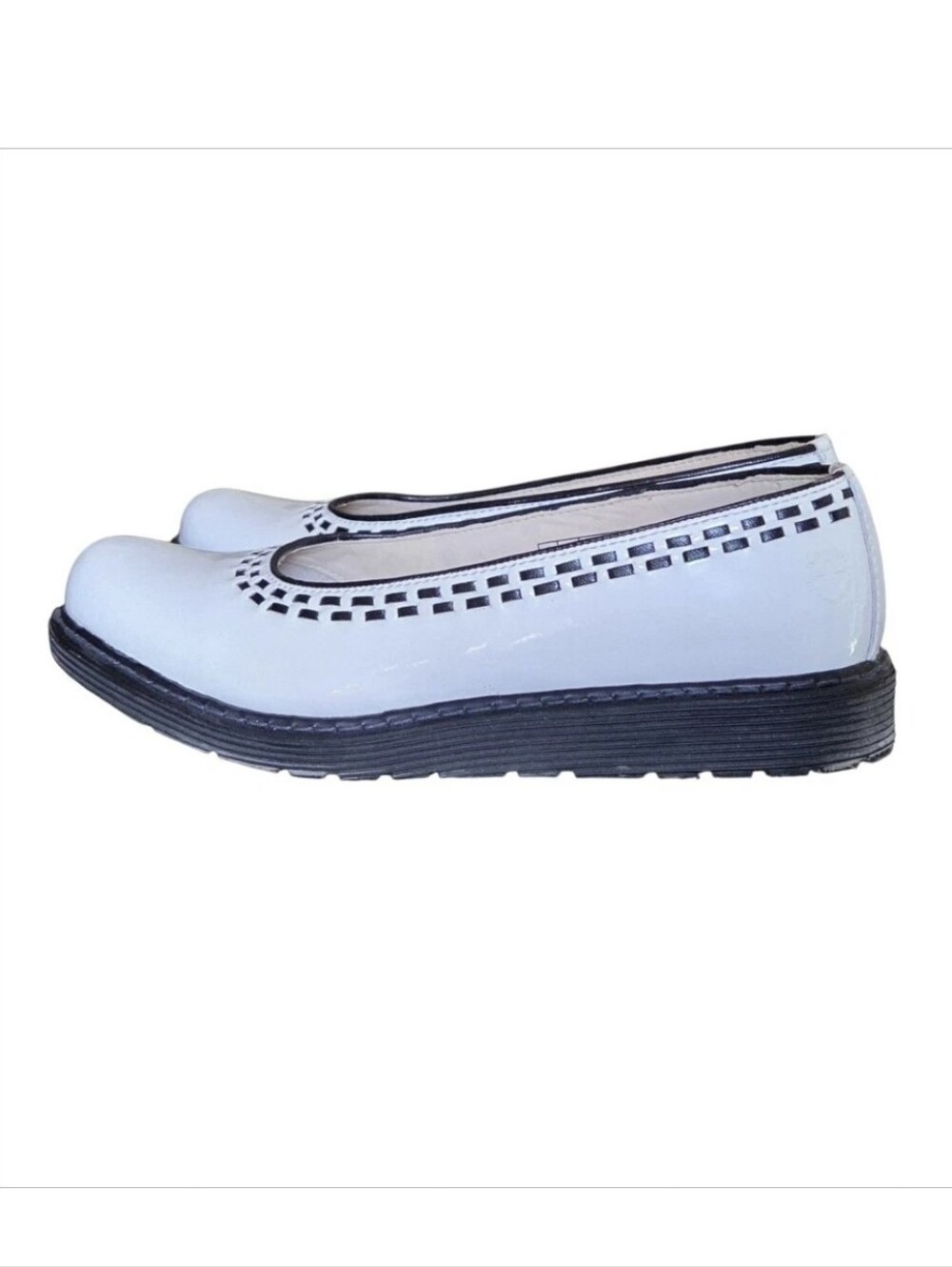 Vintage Y2K Dr. Doc Martens Kelly White Patent Leather Chunky Shoes Size 9